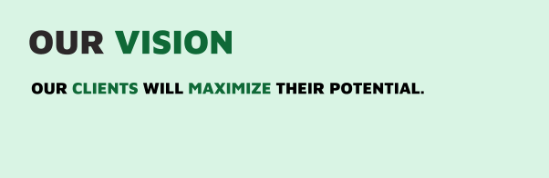 our vision oUR CLIENTS WILL MAXIMIZE THEIR POTENTIAL.